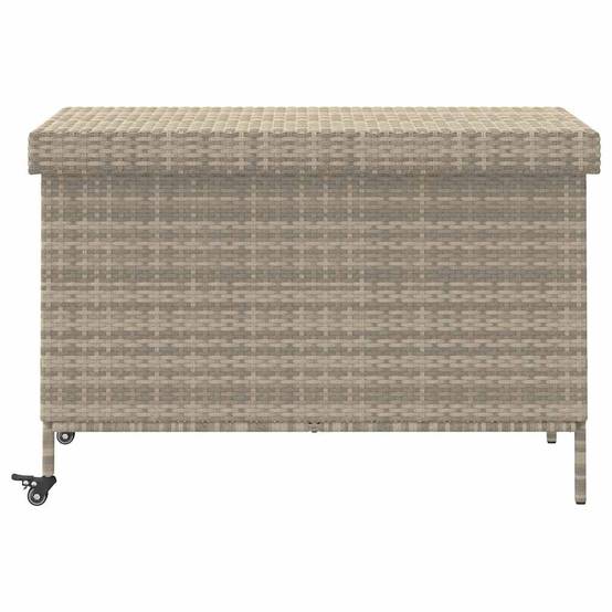Boîte de rangement extérieure - Coffre de rangement - Boîte de jardin et roues gris clair résine tressée - Image 4