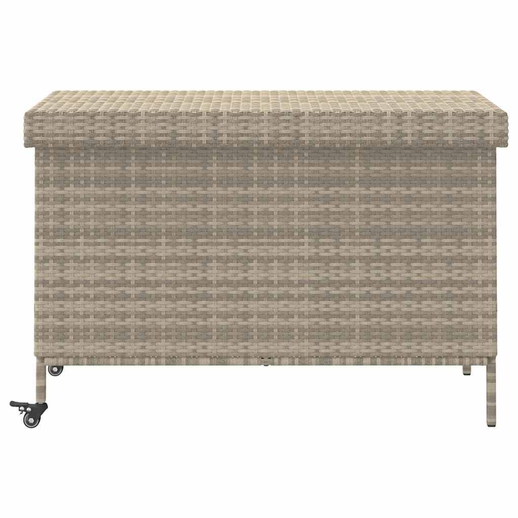 Boîte de rangement extérieure - Coffre de rangement - Boîte de jardin et roues gris clair résine tressée - Image 4