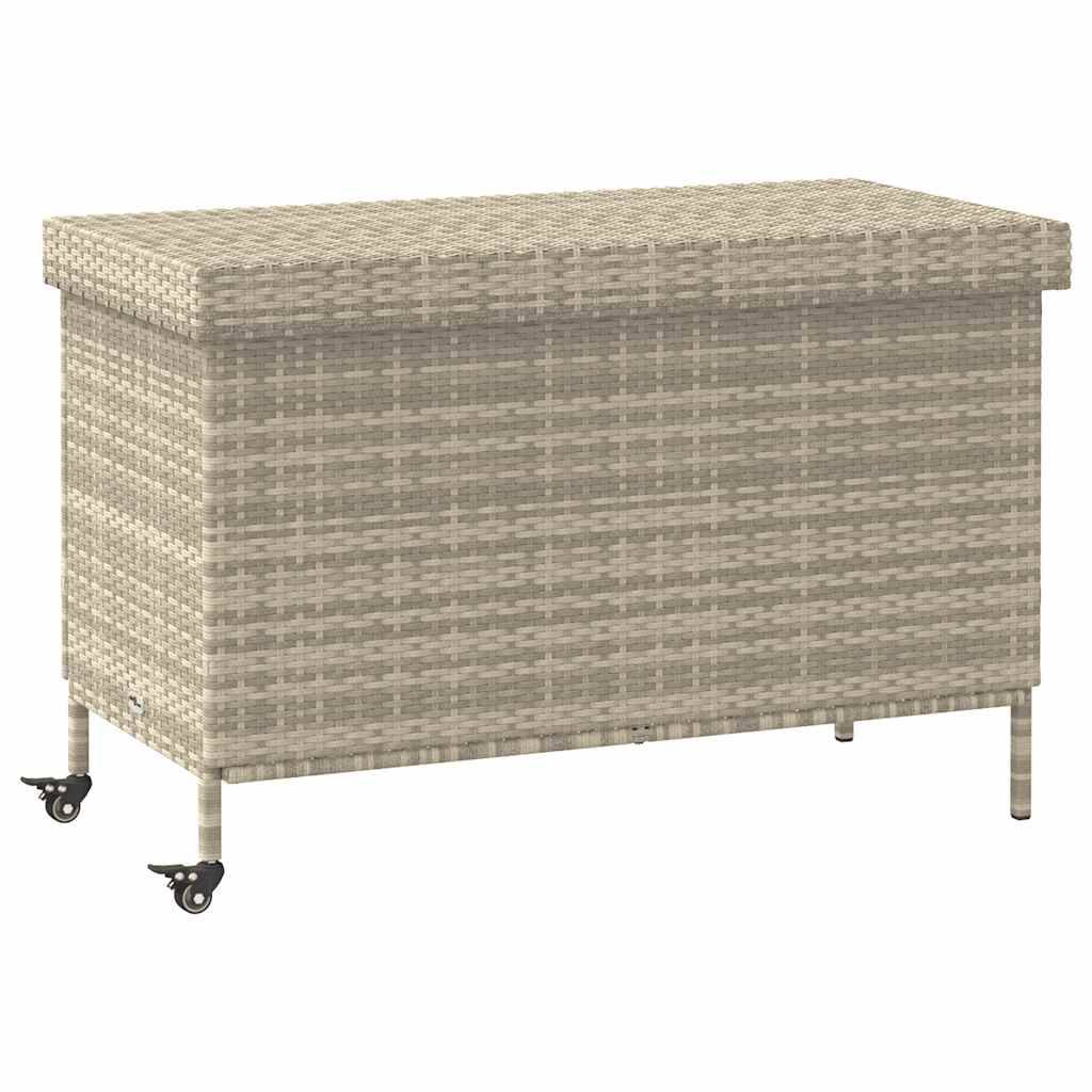 Boîte de rangement extérieure - Coffre de rangement - Boîte de jardin et roues gris clair résine tressée - Image 2
