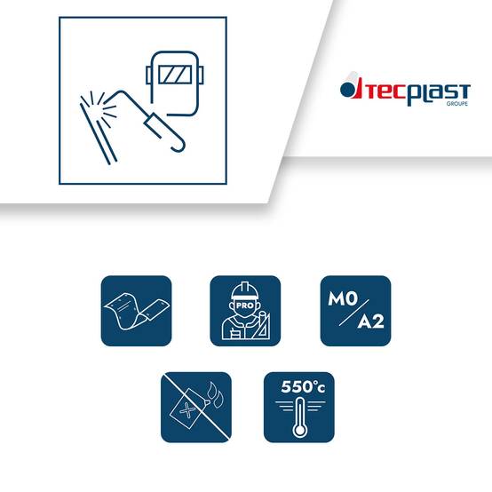Toile Anti-Chaleur 1x2 m 550SD0 - Performance 550 degrés - Bâche de protection Soudure Ignifugée M0 - Made In France TECPLAST - Imagen 3