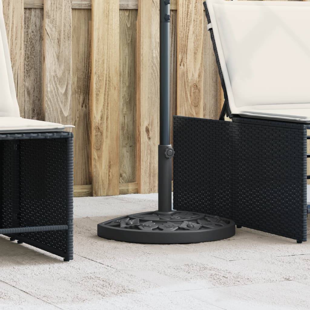 ComfortXL - Pied de Parasol Demi-Rond 9kg PE et Béton Idéal pour Balcon Terrasse Mur Noir Motif Floral – ComfortXL Outdoor Living - Image 1