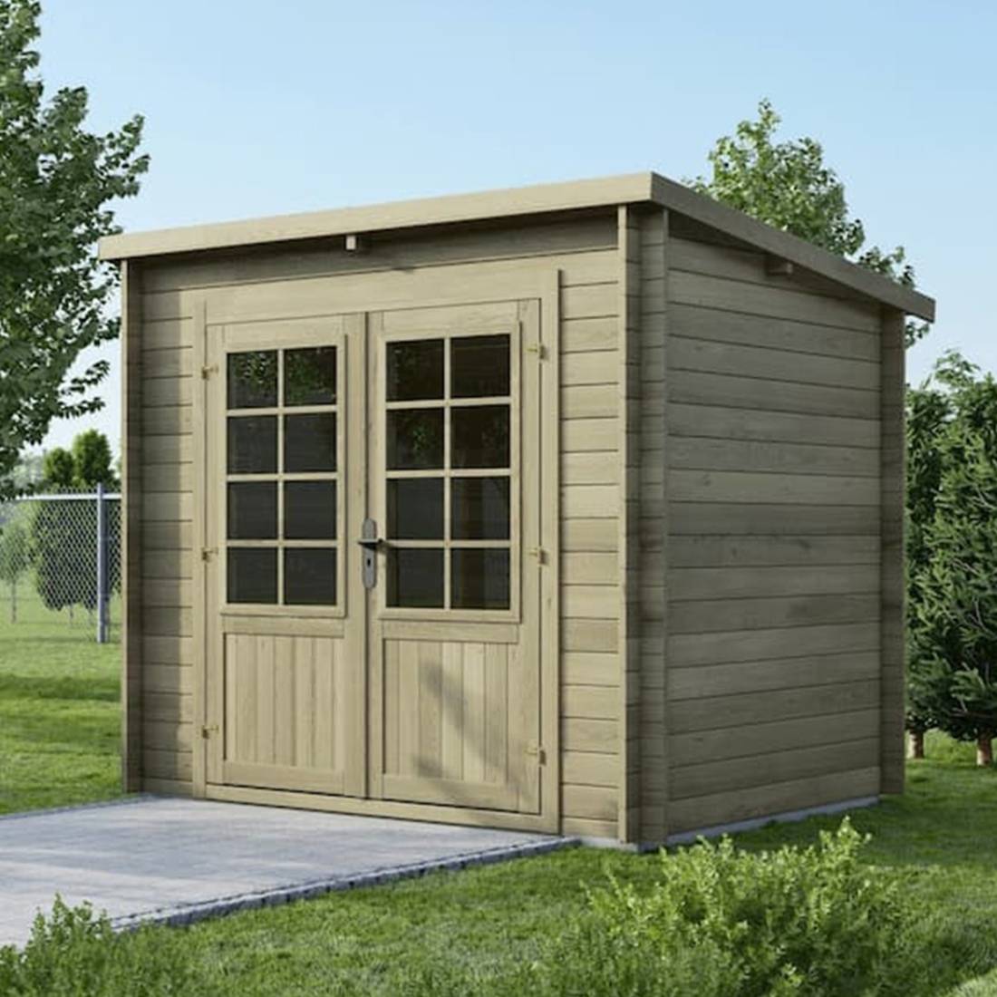 Altanka - Abri de jardin en bois - 5m2 - 2.5x2m - Traité - Ep. 28mm - Couleur: vert - DOM725 - ALTANKA - Image 2