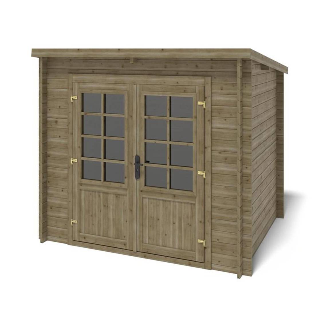 Altanka - Abri de jardin en bois - 5m2 - 2.5x2m - Traité - Ep. 28mm - Couleur: vert - DOM725 - ALTANKA - Image 1