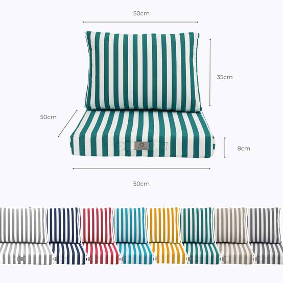 Coussins pour salon de jardin déhoussable 50x50cm Rayure vert - Déco arts - Image 5