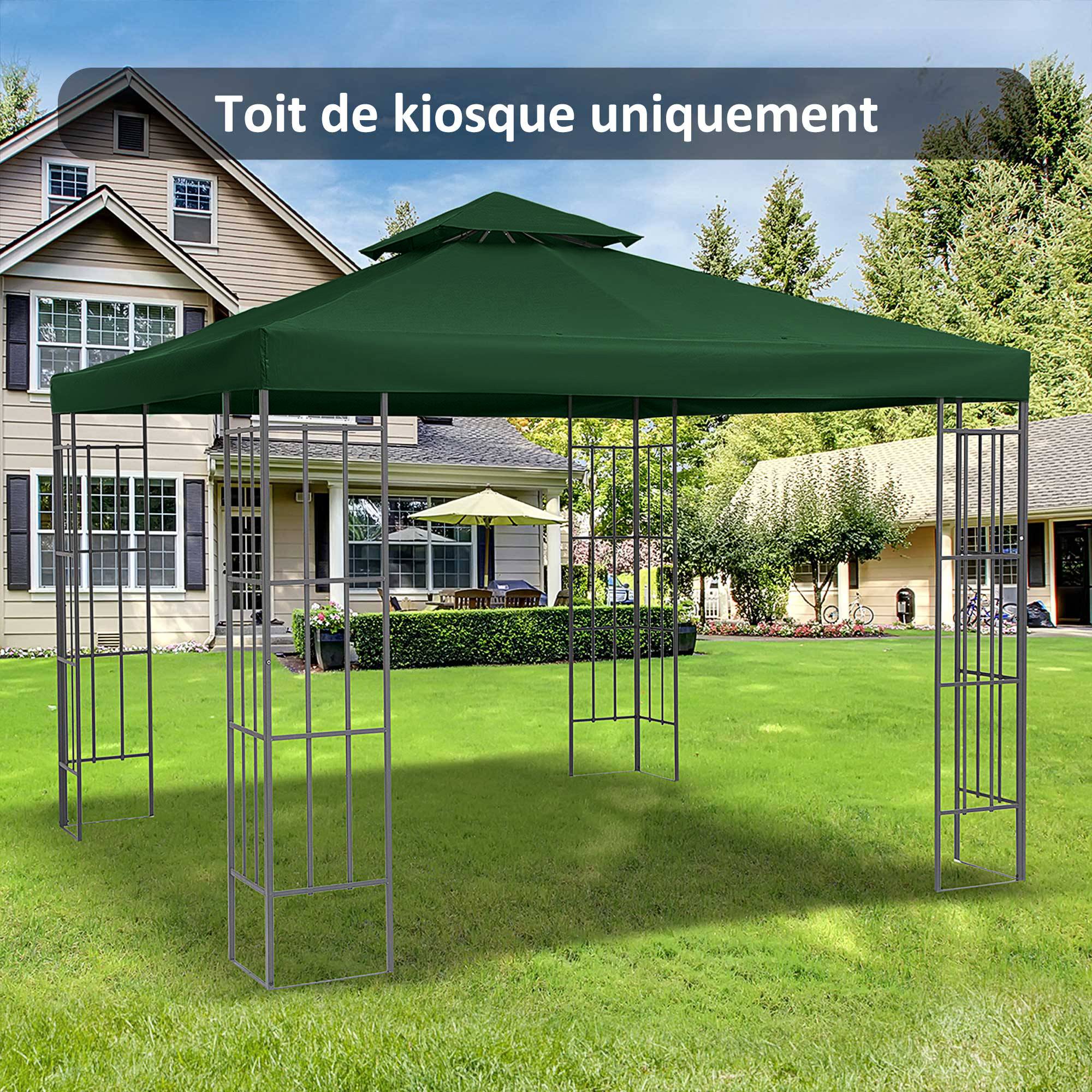 ComfortXL - Toile De Rechange Polyester Tonnelle De Jardin Remplacement Toit 3x3m Vert - ComfortXL Outdoor Living - Image 4