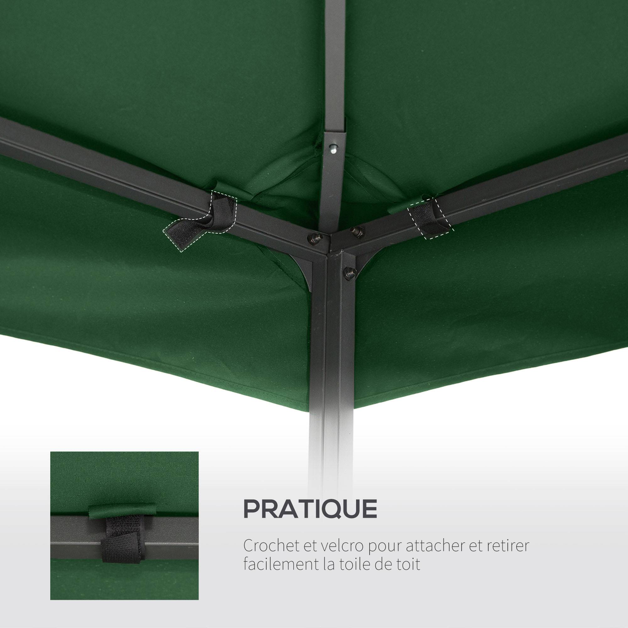 ComfortXL - Toile De Rechange Polyester Tonnelle De Jardin Remplacement Toit 3x3m Vert - ComfortXL Outdoor Living - Image 8