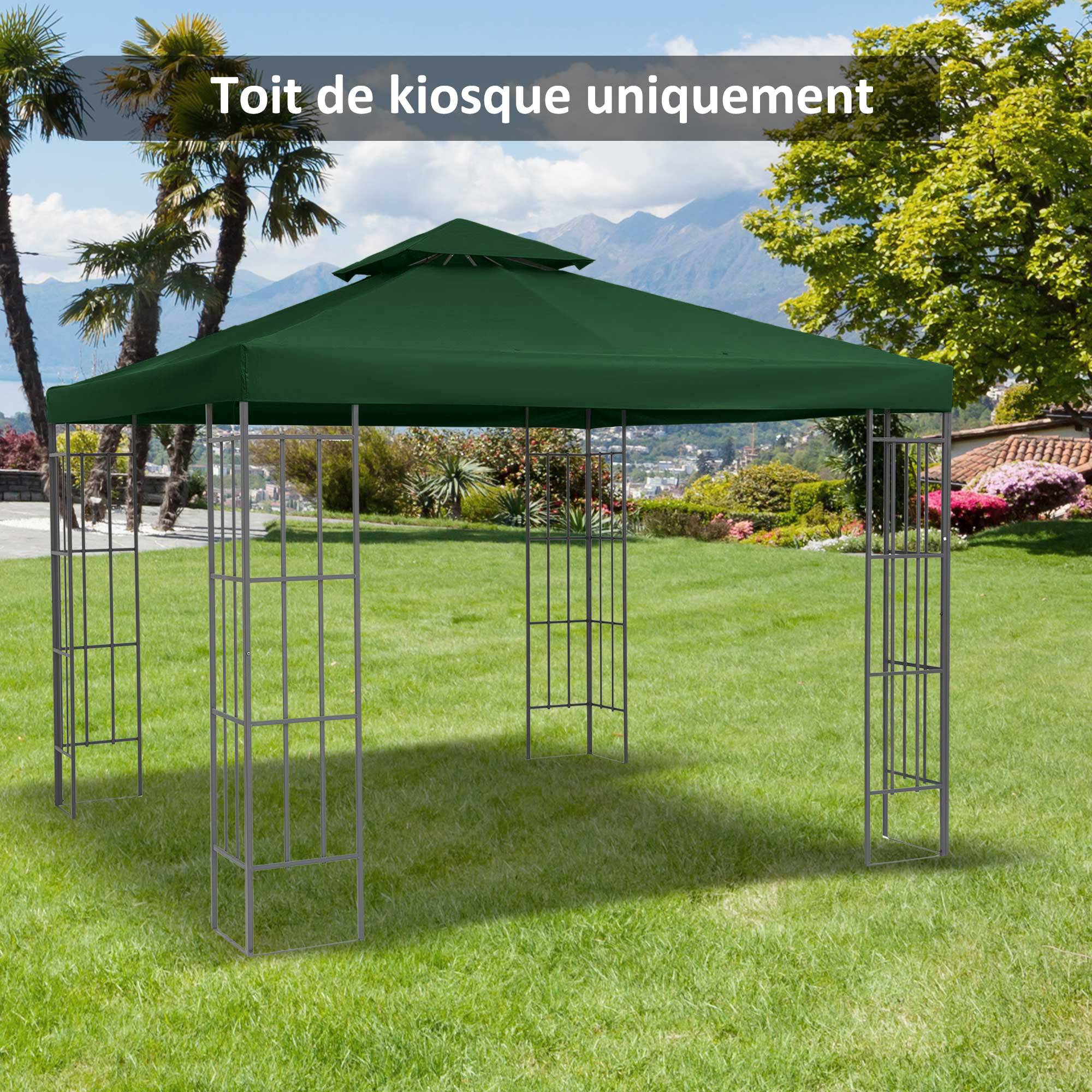 ComfortXL - Toile De Rechange Polyester Tonnelle De Jardin Remplacement Toit 3x3m Vert - ComfortXL Outdoor Living - Image 3