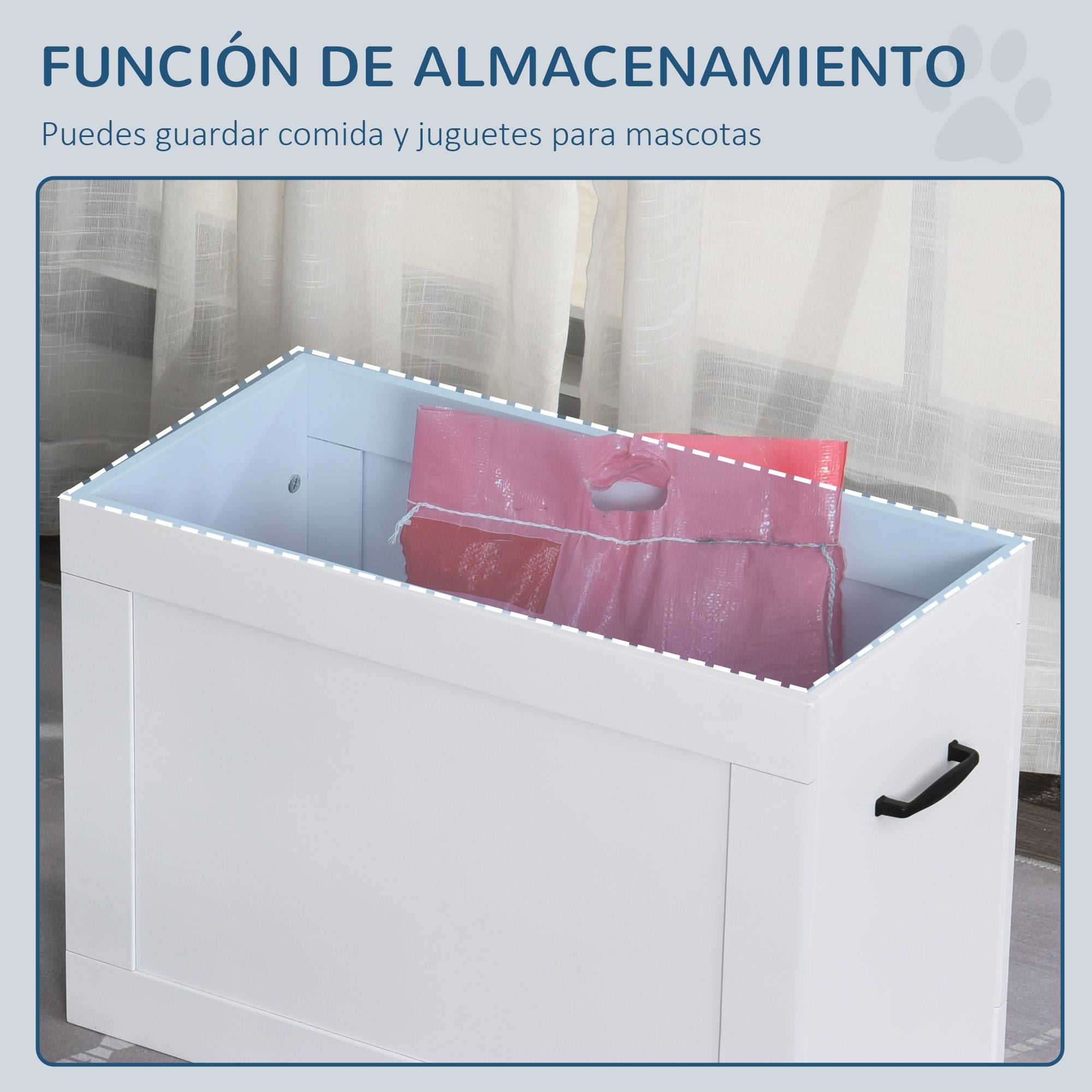 Gamelles pour chien avec 2 gamelles en acier inoxydable et espace de rangement dissimulé 60 x 30 x 41 cm Blanc - Image 10