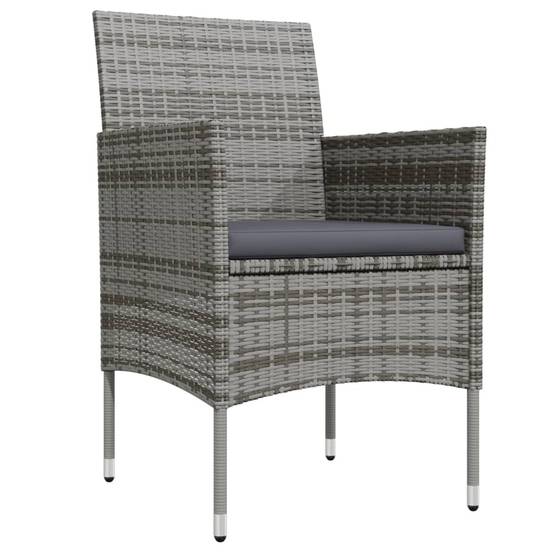 Table et Chaises de Jardin 4 Pers Résine Tressée Acier Extérieur Gris 5 pcs – ComfortXL Outdoor Living - Image 3