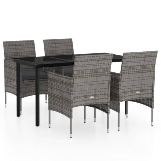 Table et Chaises de Jardin 4 Pers Résine Tressée Acier Extérieur Gris 5 pcs – ComfortXL Outdoor Living - Image 2