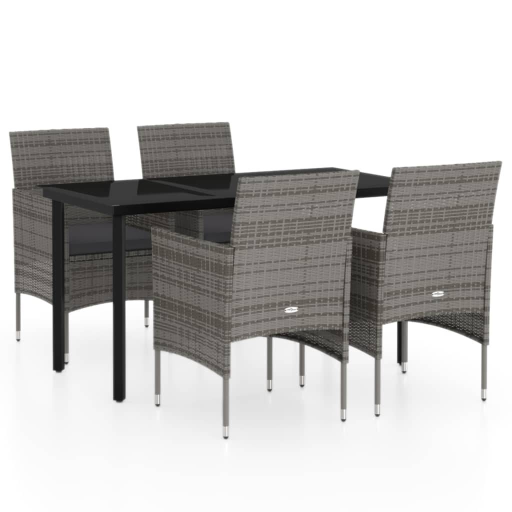 Table et Chaises de Jardin 4 Pers Résine Tressée Acier Extérieur Gris 5 pcs – ComfortXL Outdoor Living - Image 2
