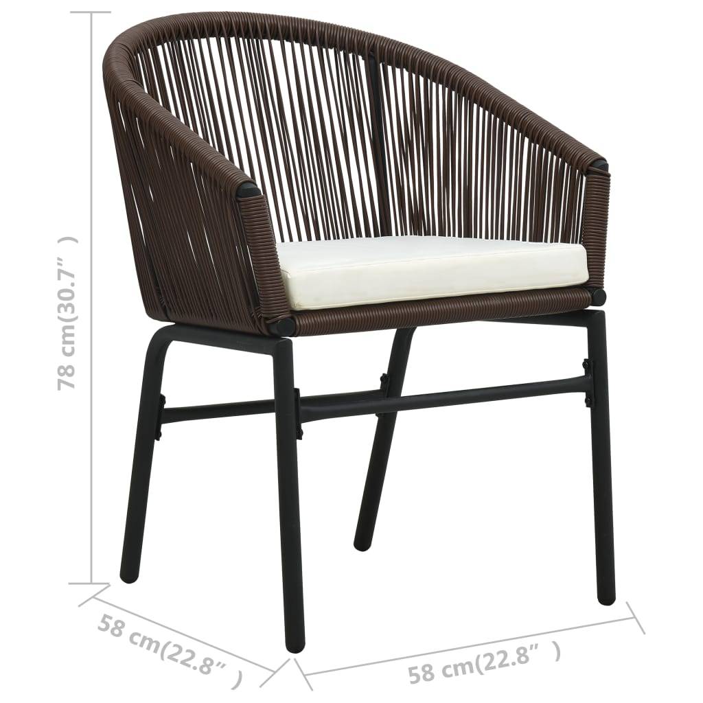 Vidaxl - Ensemble de bistro 3 pcs avec coussins Rotin PE Marron vidaXL 48139 - Imagen 3