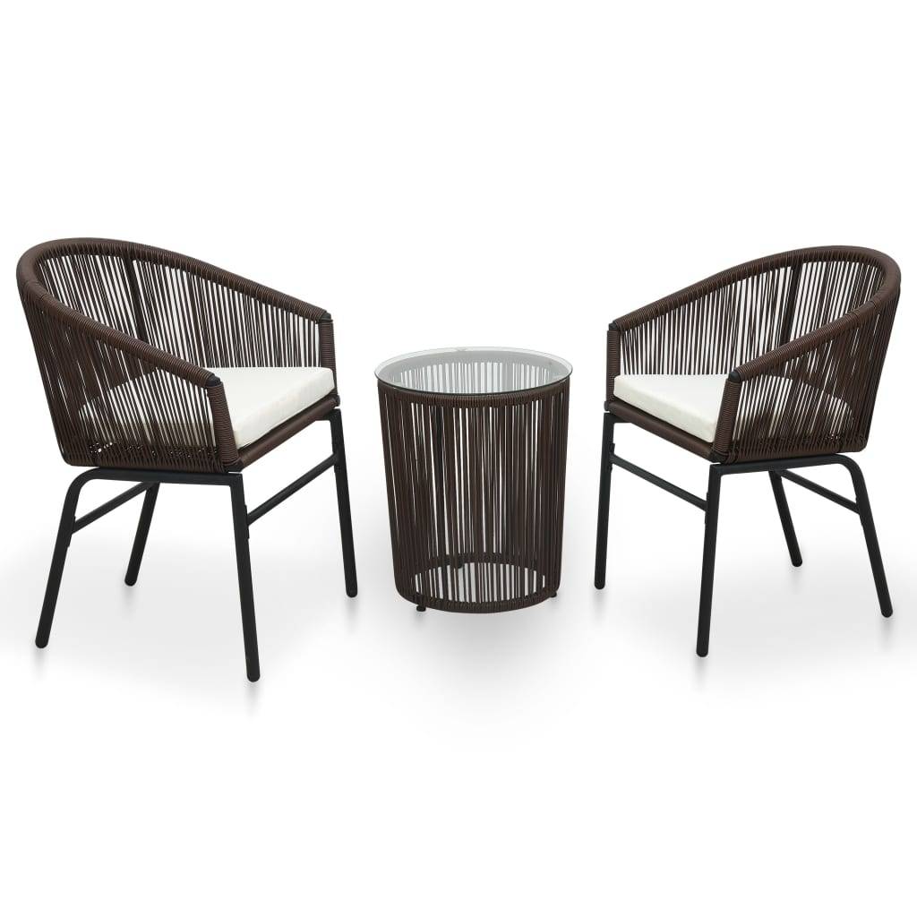 Vidaxl - Ensemble de bistro 3 pcs avec coussins Rotin PE Marron vidaXL 48139 - Imagen 1
