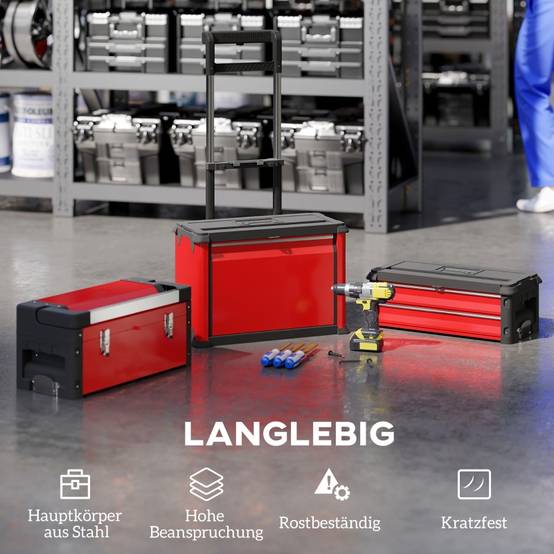 Servante d'atelier modulaire 3 en 1 en acier avec roues pour garage mobile Rouge – ComfortXL Outdoor Living - Image 5
