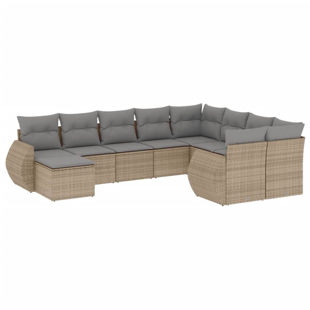 ComfortXL - Salon de Jardin Bas 9 Places en Poly Rotin Beige avec Table et Coussins Gris Clair 10 Pièces – ComfortXL Outdoor Living - Image 2
