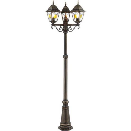 Brilliant - Lampadaire extérieur JANEL - BRILLIANT - noir doré - métal/verre - 3x60W - IP44 - Image 1