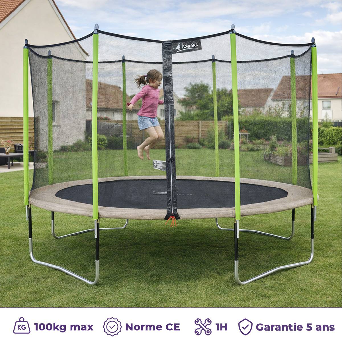 Kangui - Trampoline Ø 360 cm + filet + échelle + bâche + kit d'ancrage - JUMPI 360 Kangui - Image 2