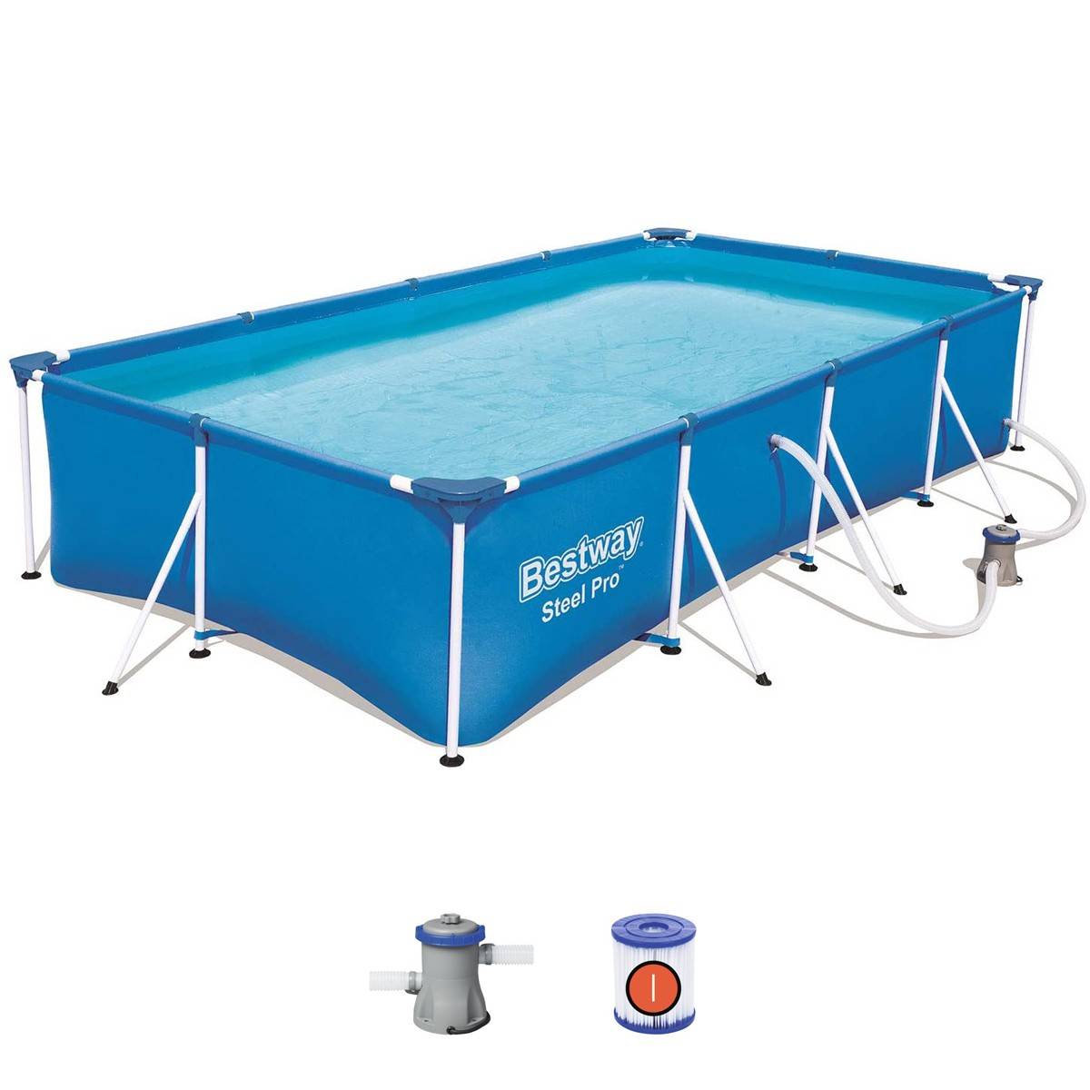 Bestway - Piscine tubulaire rectangulaire 400x211x 81Cm Anti-Corrosion, Liner PVC Renforcé, Pompe de Filtration Incluse 5700L Bestway - Image 1