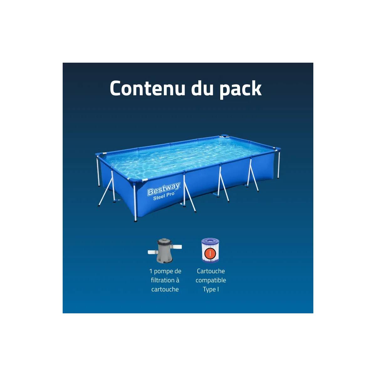 Bestway - Piscine tubulaire rectangulaire 400x211x 81Cm Anti-Corrosion, Liner PVC Renforcé, Pompe de Filtration Incluse 5700L Bestway - Image 6