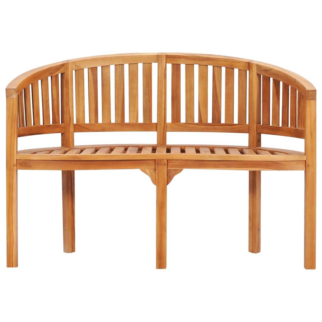 Helloshop26 - Banc de jardin meuble de patio d'extérieur terrasse en forme de banane 120 cm teck solide - Imagen 2