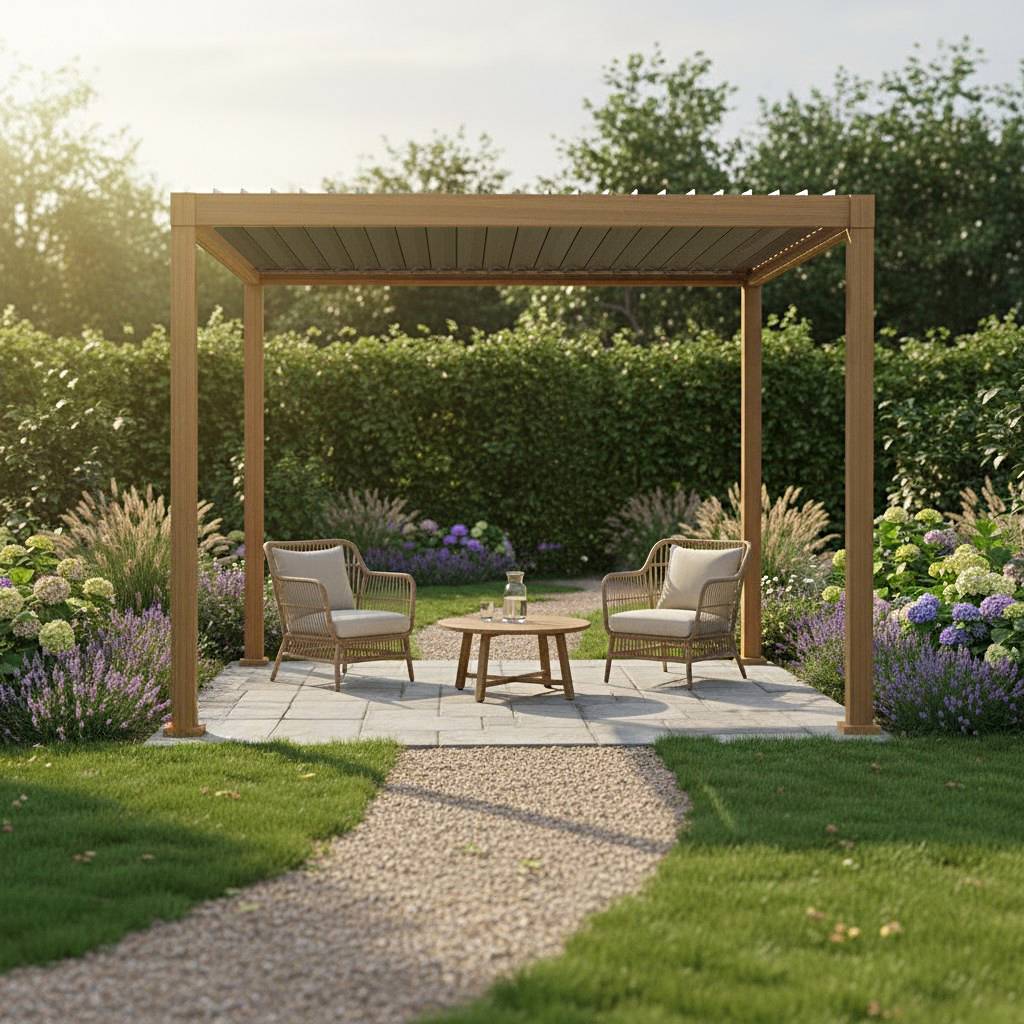 Pergola bioclimatique 3x3m Zeus effet bois - Gecko Jardin - Image 8