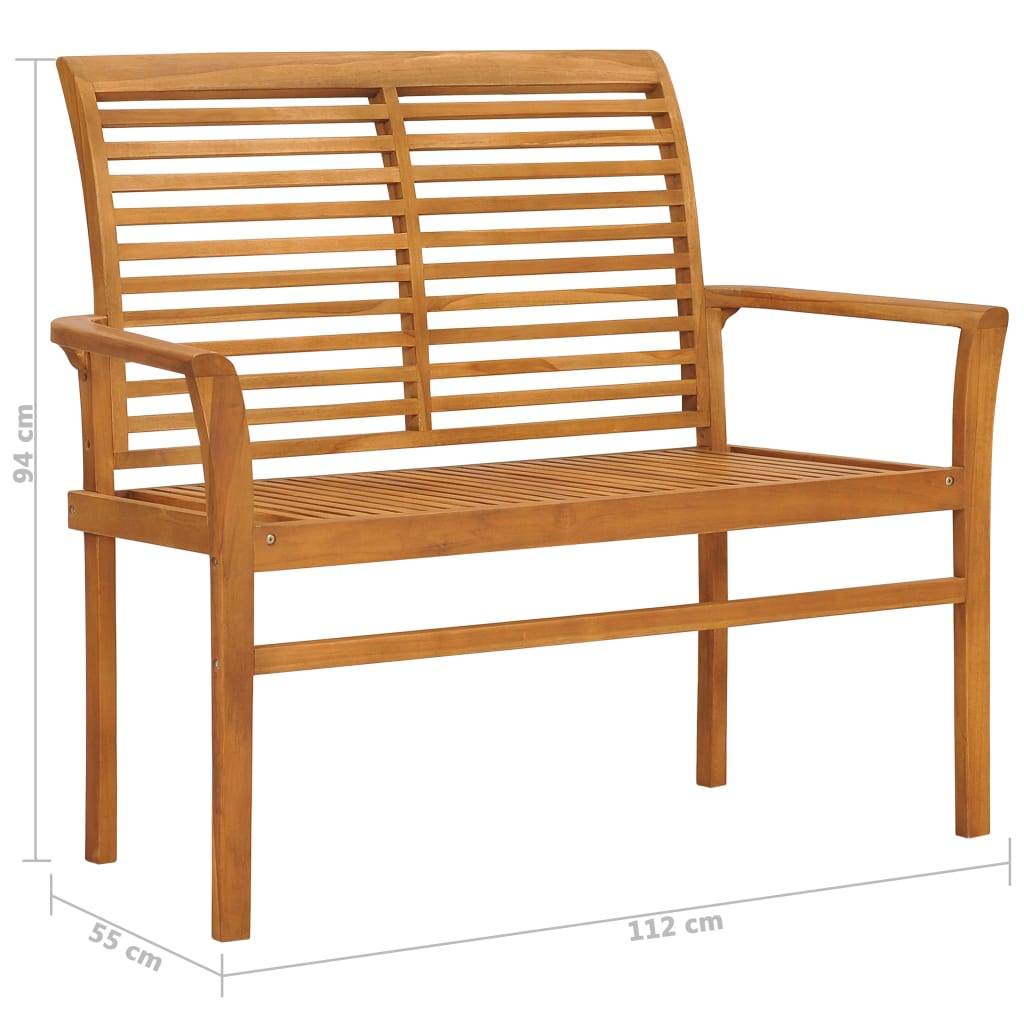 Helloshop26 - Banc de jardin meuble de patio d'extérieur terrasse avec coussin à carreaux rouge 112 x 55 x 94 cm teck massif - Imagen 7