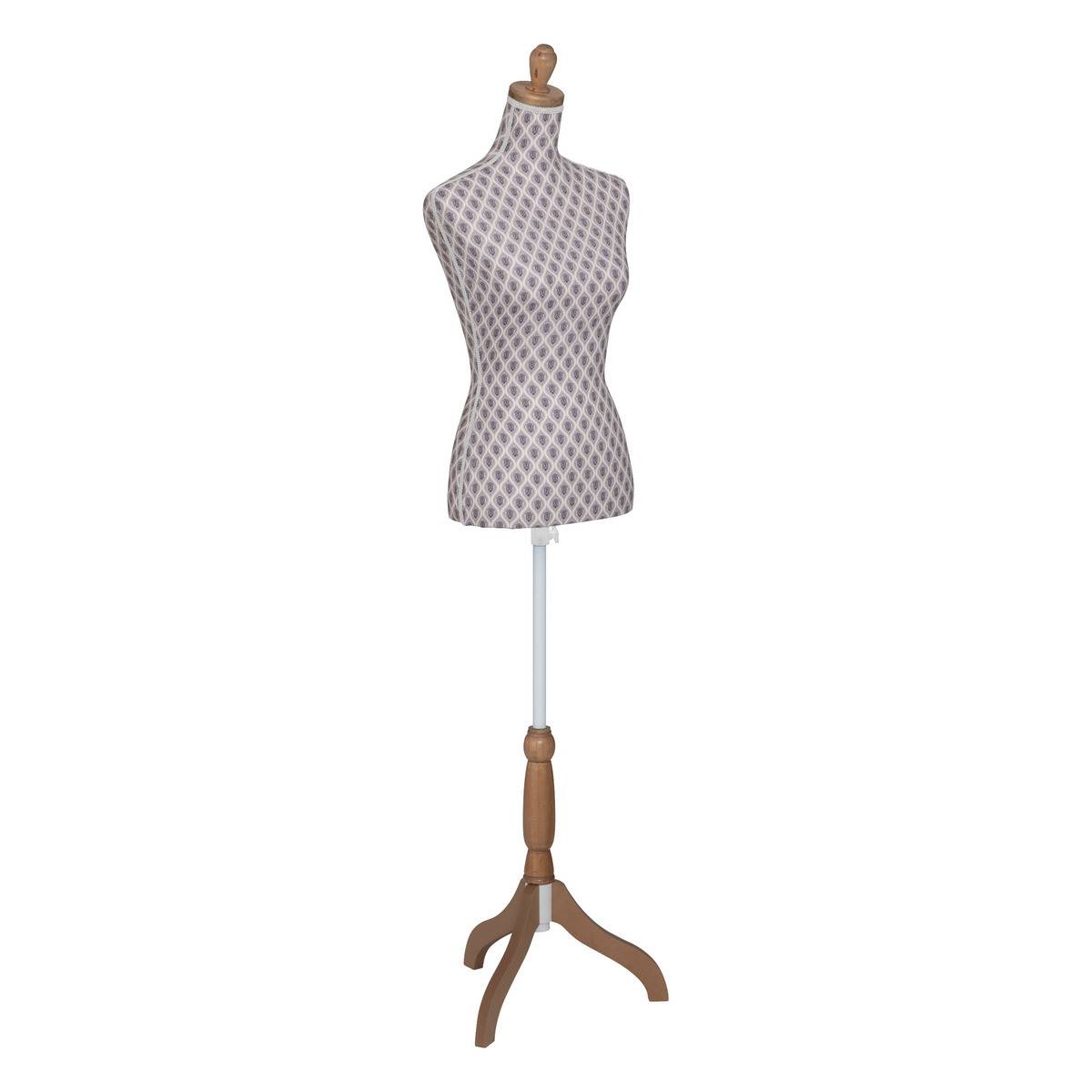 Atmosphera - Mannequin décoratif sur pied Buste tissu aux motifs Violet et Bleu H 160 cm - Imagen 1