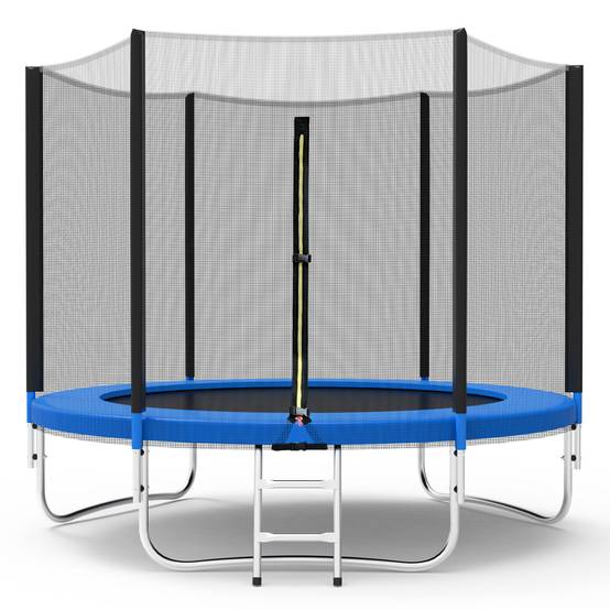 0 - Trampoline de Jardin Enfants et Adultes Jeux d'Extérieur 244 cm Noir et Bleu Avec Filet de sécurité Couverture de protection - Image 1