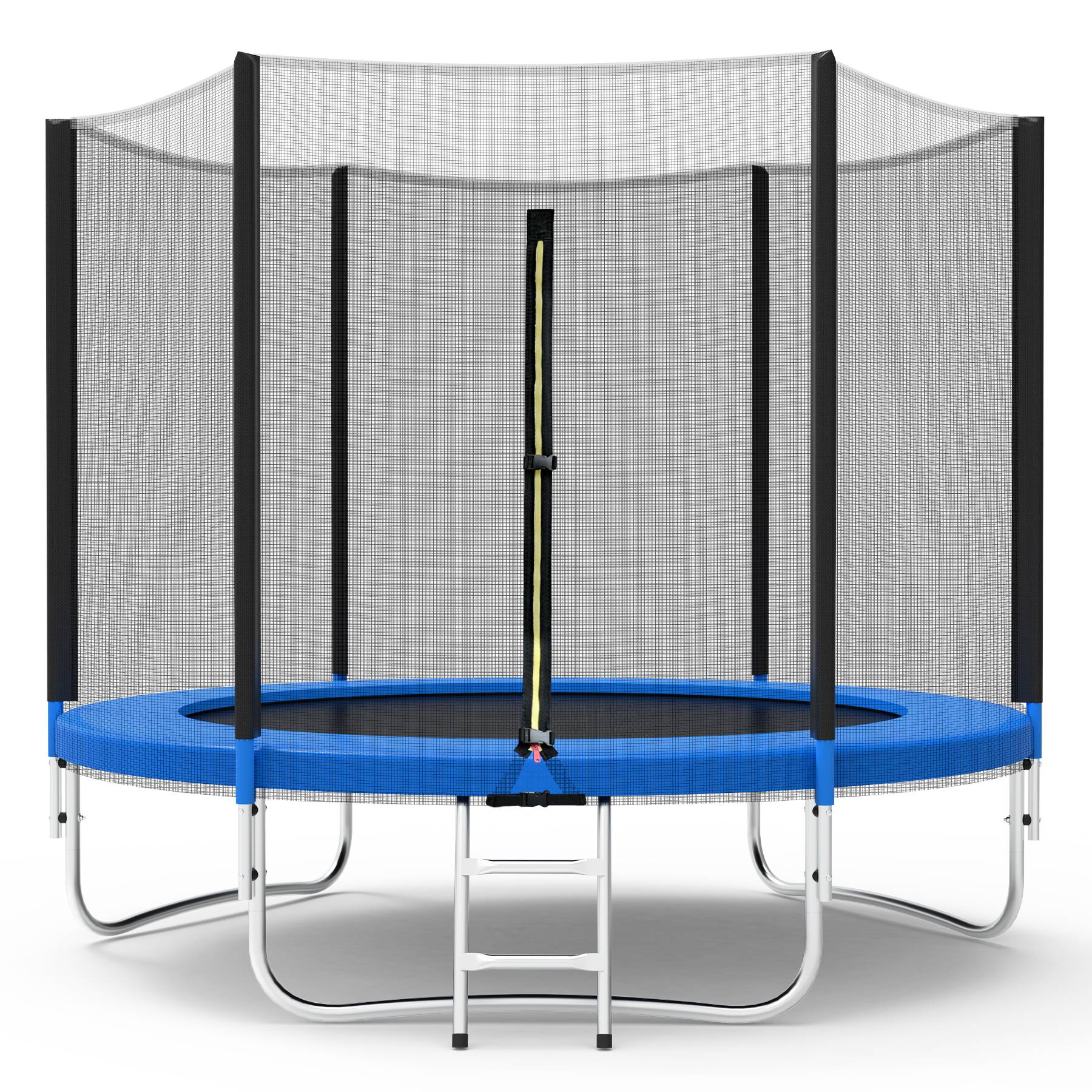 0 - Trampoline de Jardin Enfants et Adultes Jeux d'Extérieur  244 cm Noir et Bleu Avec Filet de sécurité Couverture de protection - Image 1