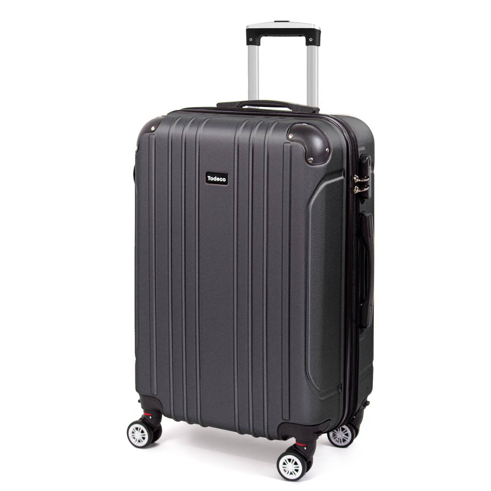 Todeco Valise moyenne taille 68cm, valise de voyage, rigide e légère abs valise de voyage à roulettes valises, 4 doubles roues, gris anthracite - Image 1
