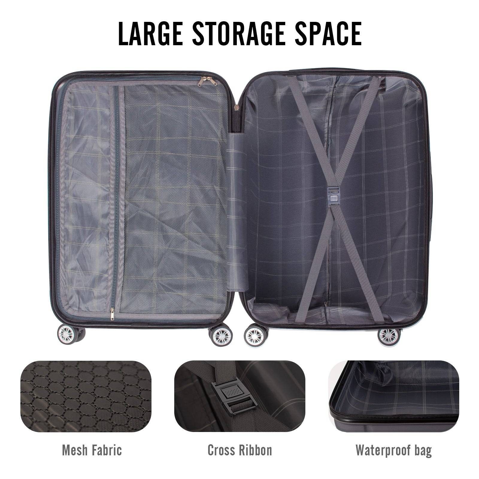 Todeco Valise moyenne taille 68cm, valise de voyage, rigide e légère abs valise de voyage à roulettes valises, 4 doubles roues, gris anthracite - Image 3