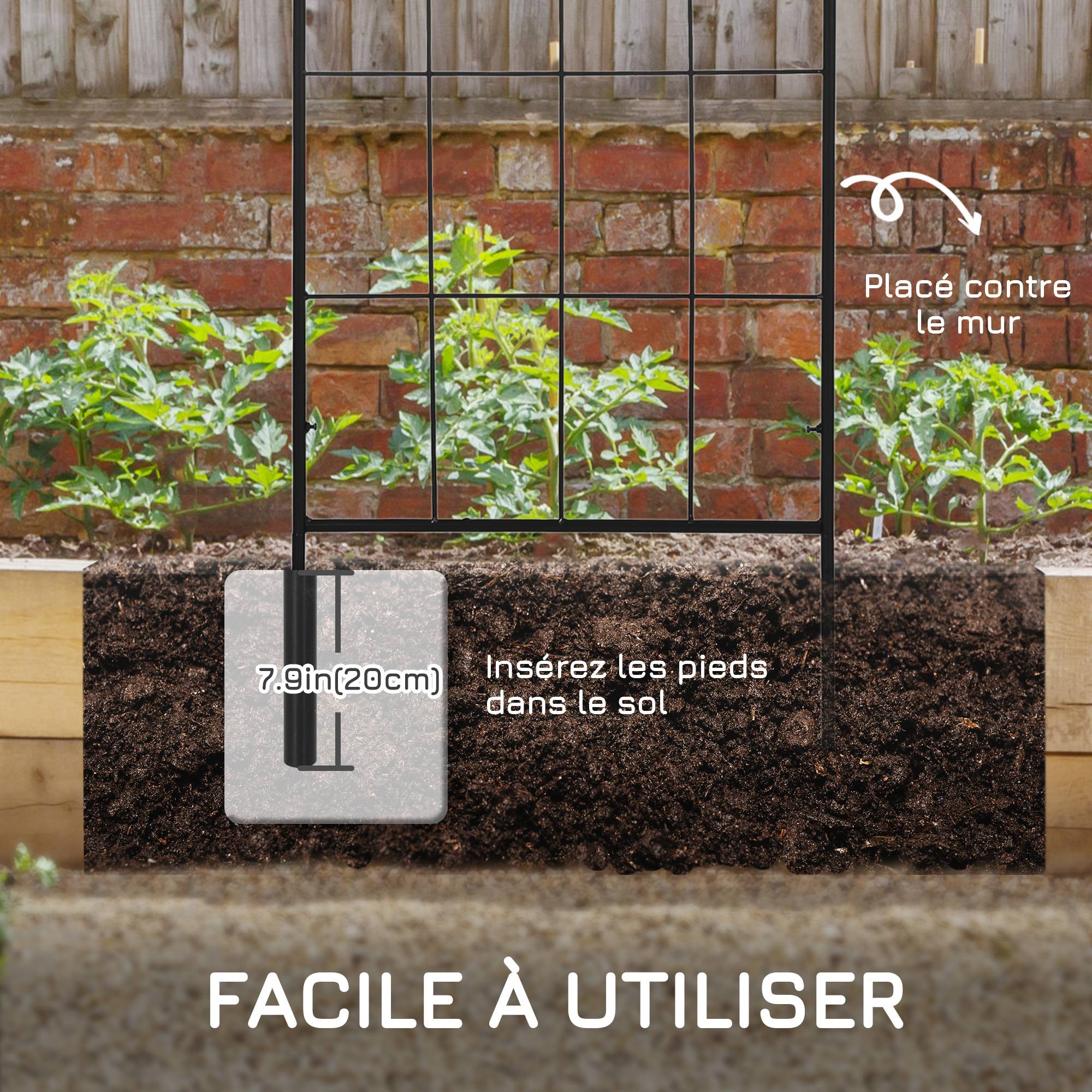 Treillis de jardin lot de 2 acier noir 51 x 1.1 x 152 cm - PANGIVO - Image 7