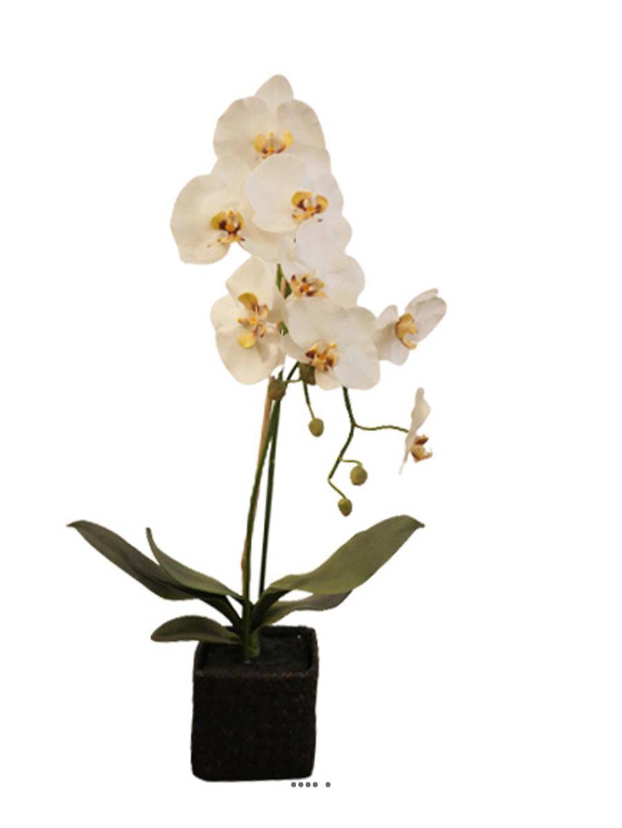 Artificielles - Sublime orchidée artificielle en pot H 75 cm Blanc neige - couleur: Blanc neige - Imagen 1