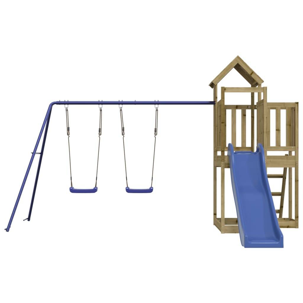 Helloshop26 - Aire de jeux d'extérieur balançoires toboggan portiques robuste jeux jardin bois de pin imprégné - Imagen 3