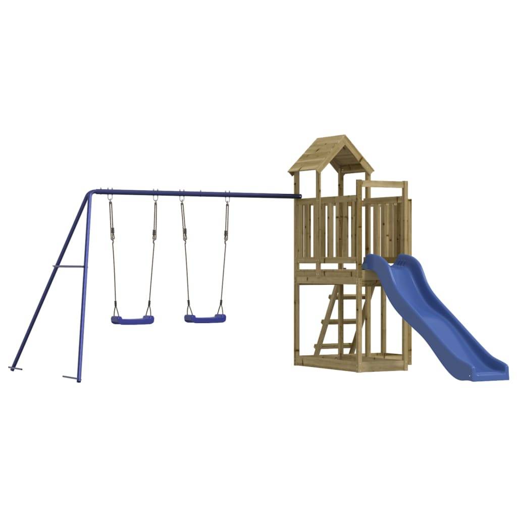 Helloshop26 - Aire de jeux d'extérieur balançoires toboggan portiques robuste jeux jardin bois de pin imprégné - Imagen 2