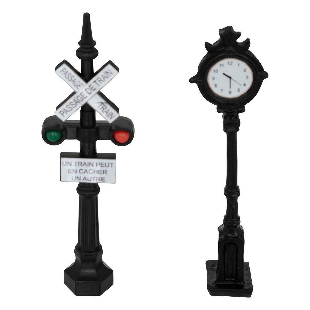 Fééric Lights & Christmas - Lot de 2 accessoire village signalisation H.9cm - Atmosphera Créateur d'intérieur - Image 1