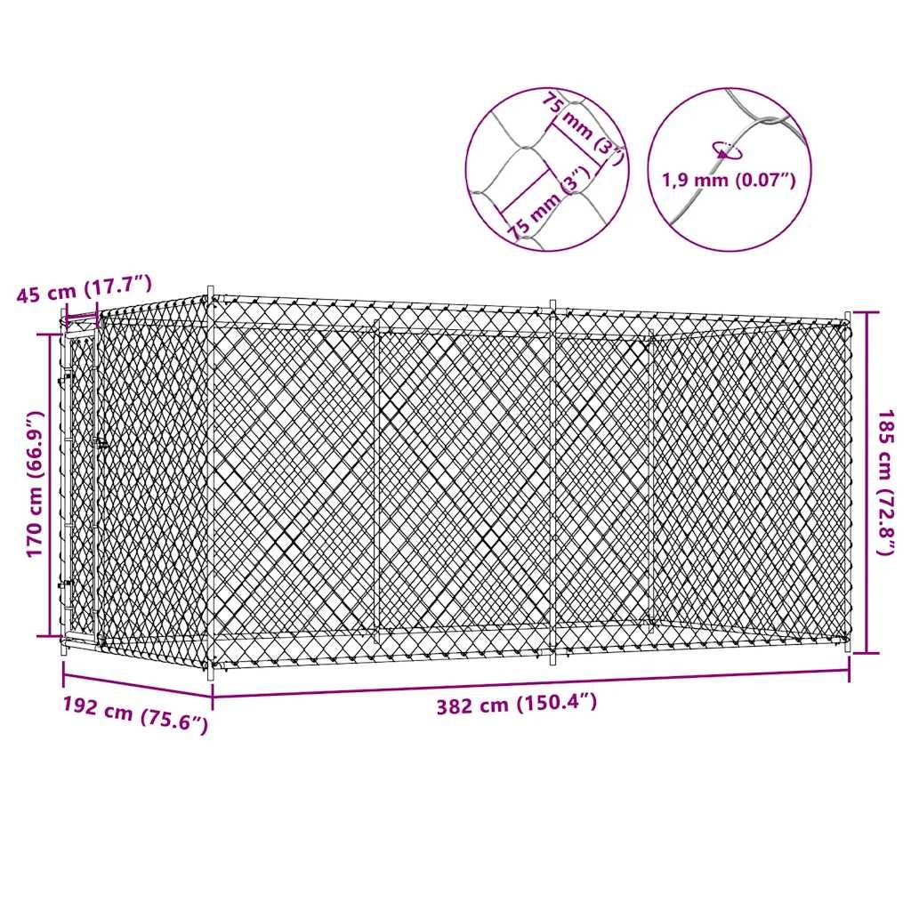 Vidaxl - Chenil d'extérieur pour chiens 382x192x185 cm vidaXL 145025 - Imagen 3