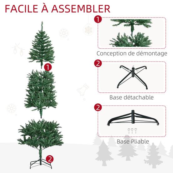 Sapin de Noël Artificiel 210H cm 865 Branches épines Imitation Nordmann Grand réalisme Vert - Image 9