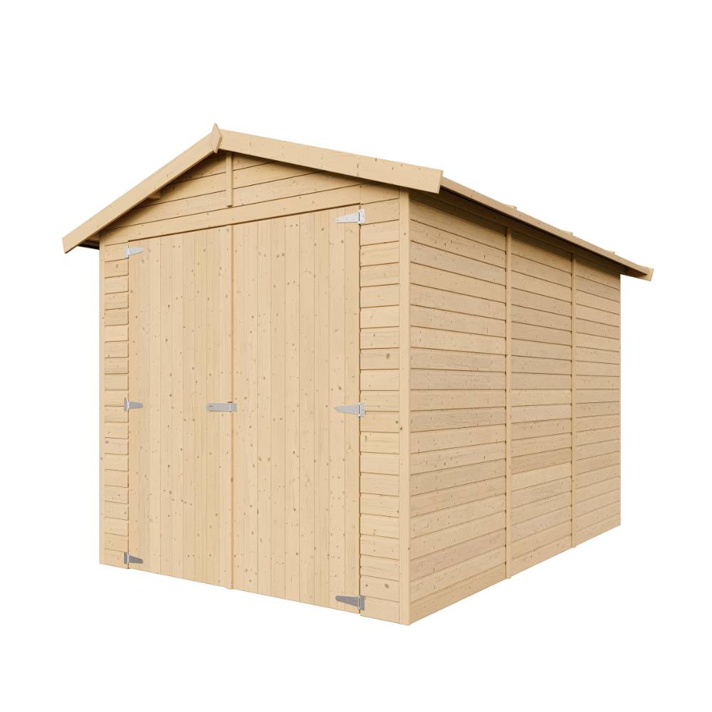 Timbela - Garage en Bois Naturel H222x244x320 cm/ 6 m² - Chalet en Pin/épicéa - Rangement pour vélos, remise à outils - 17 mm d’épaisseur - Timbela M105 - Image 5