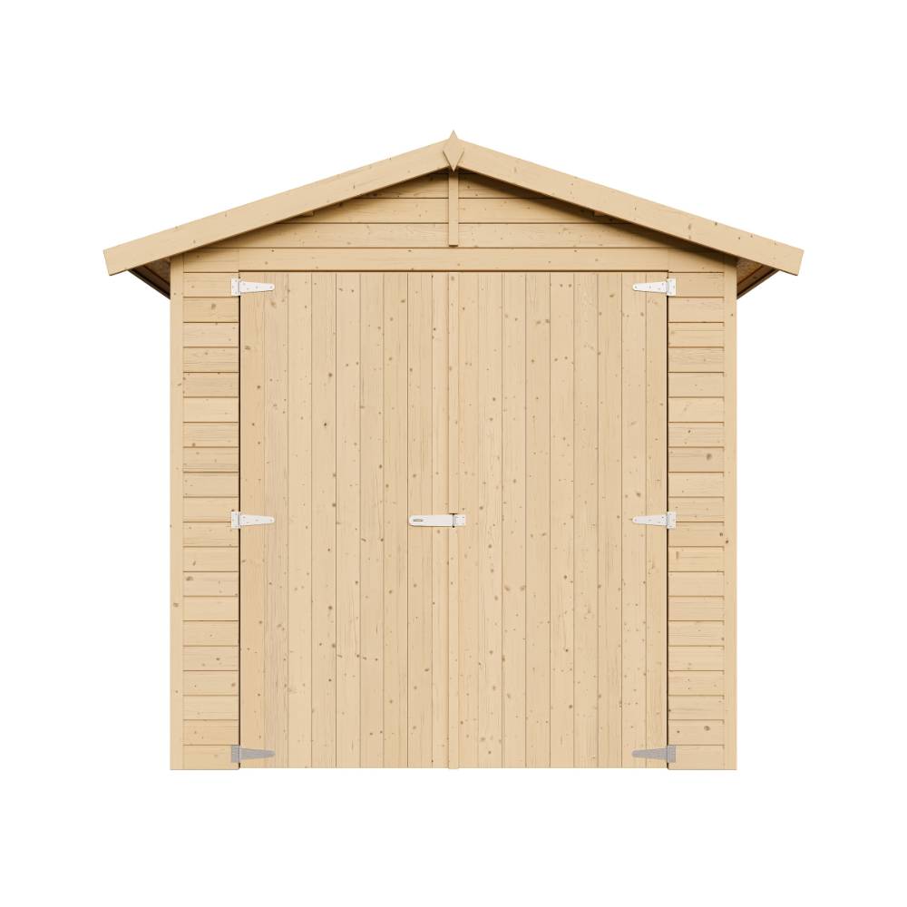 Timbela - Garage en Bois Naturel H222x244x320 cm/ 6 m² - Chalet en Pin/épicéa - Rangement pour vélos, remise à outils - 17 mm d’épaisseur - Timbela M105 - Image 4