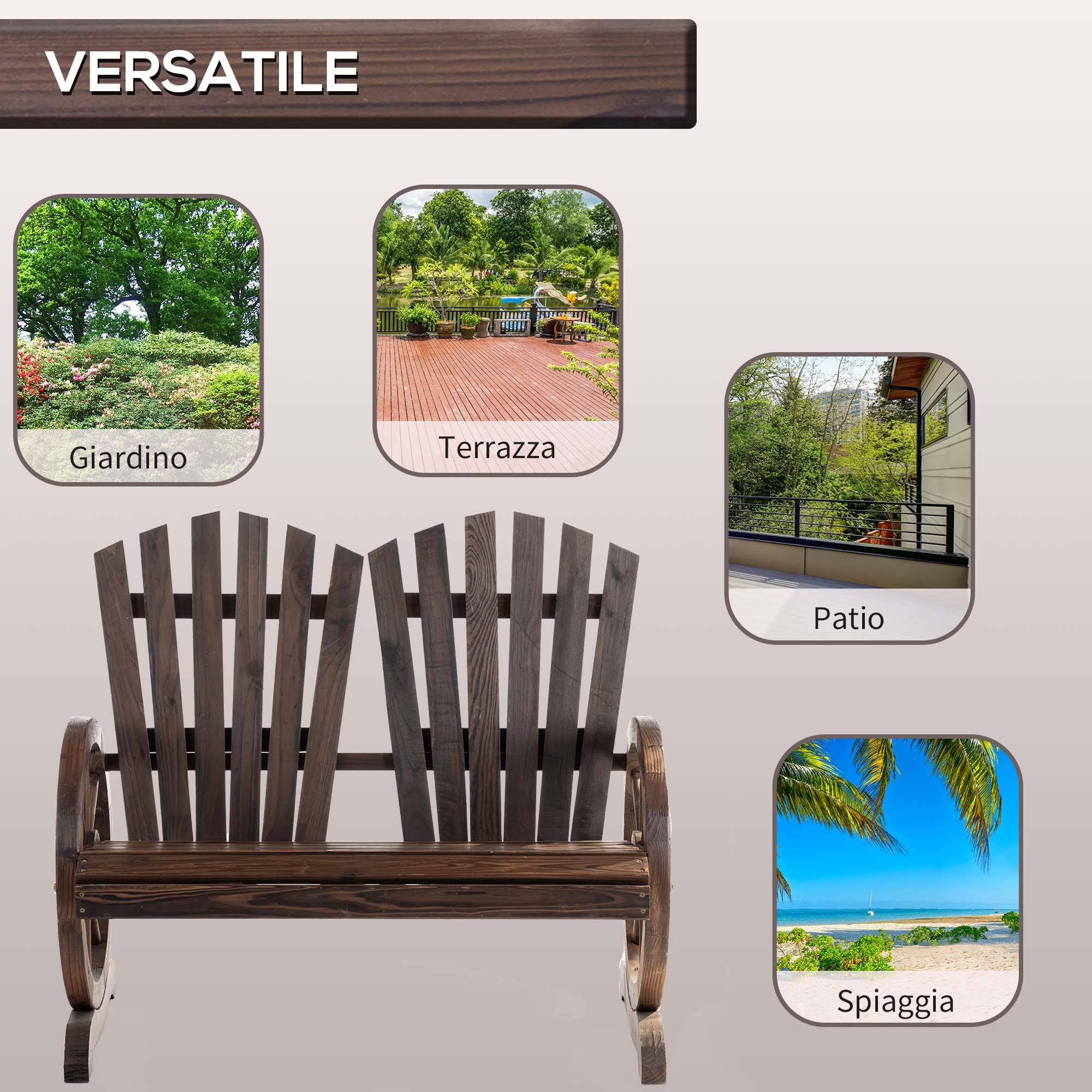 Banc de jardin bois sapin style rustique accoudoirs roue chariot 108x66x95cm - ComfortXL Outdoor Living - Image 9