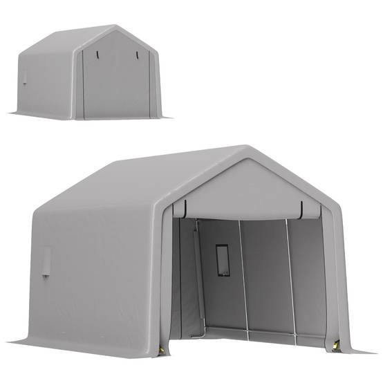 Carport tente de garage acier pour voiture avec porte enroulable gris 3x5,2m - ComfortXL Outdoor Living - Image 1