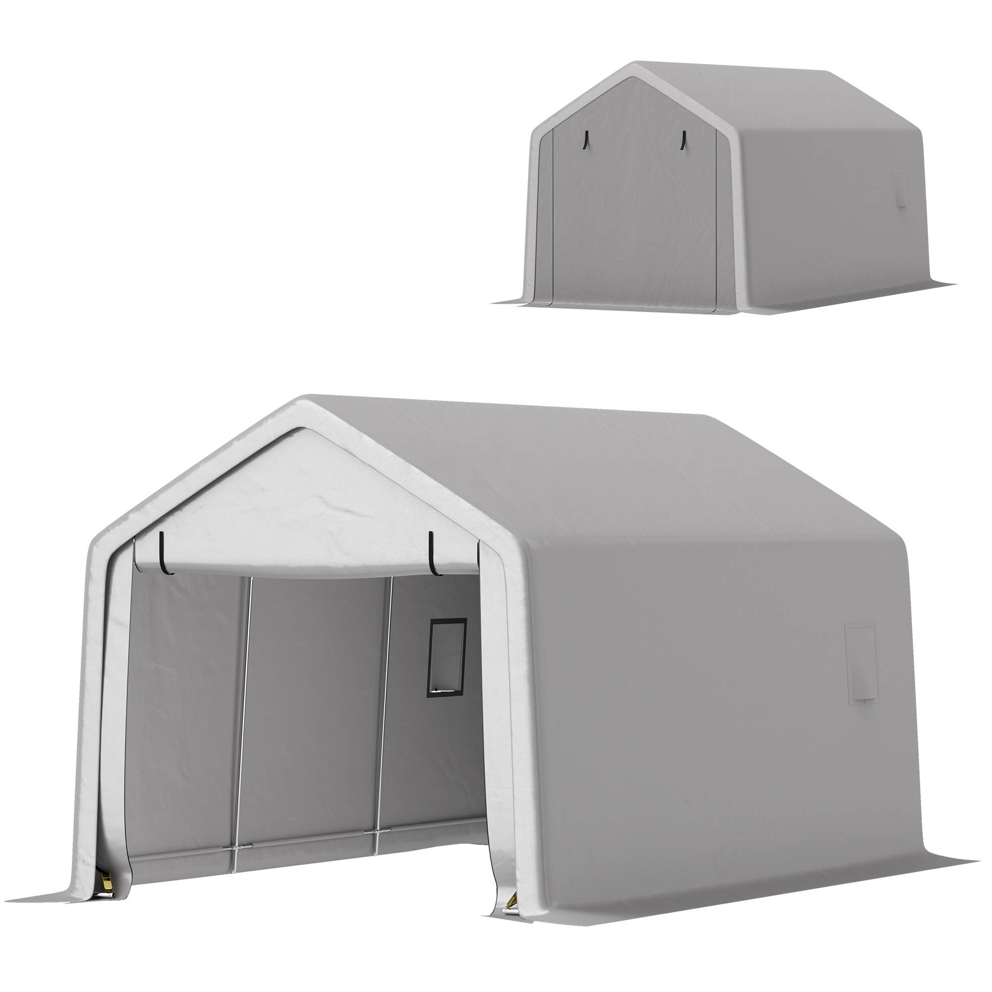 Carport tente de garage acier pour voiture avec porte enroulable gris 3x5,2m - ComfortXL Outdoor Living - Image 2