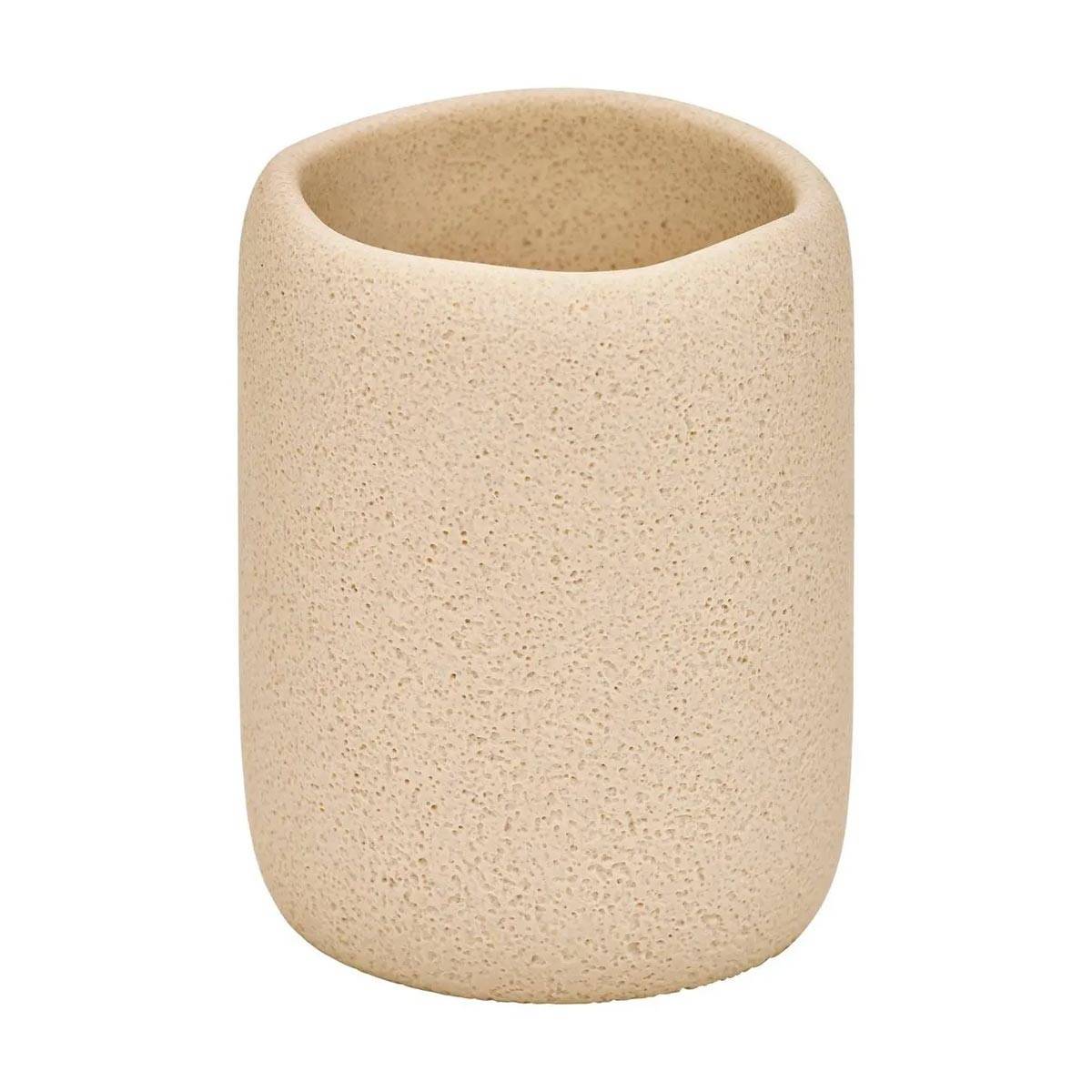 Gobelet Brosse à Dents en Résine "Olea" 9cm Beige