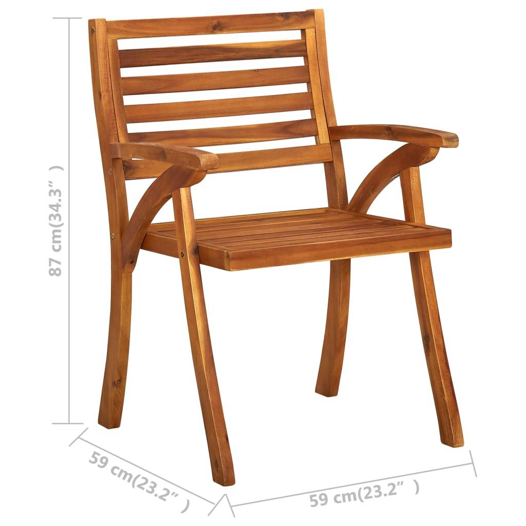 Chaises de jardin bois d'acacia bleu 59 x 59 x 87 cm - PANGIVO - Image 6
