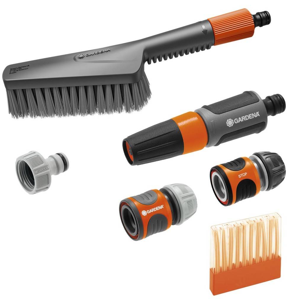 Gardena - Kit brosse de lavage à main S souple avec raccordement Gardena - Imagen 1