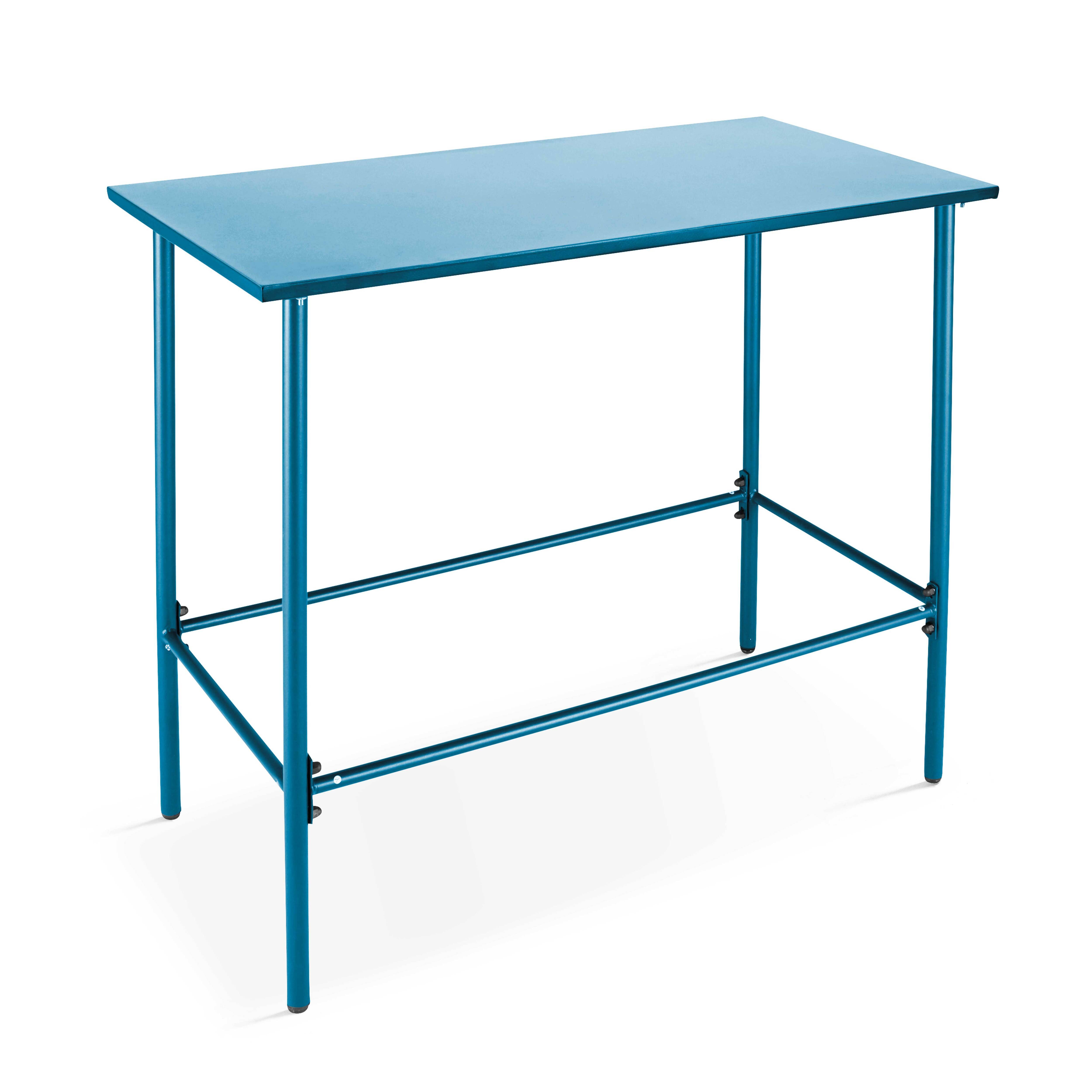 Oviala - Table haute de jardin en métal bleu pacific 120 cm Palavas - Oviala - Imagen 1