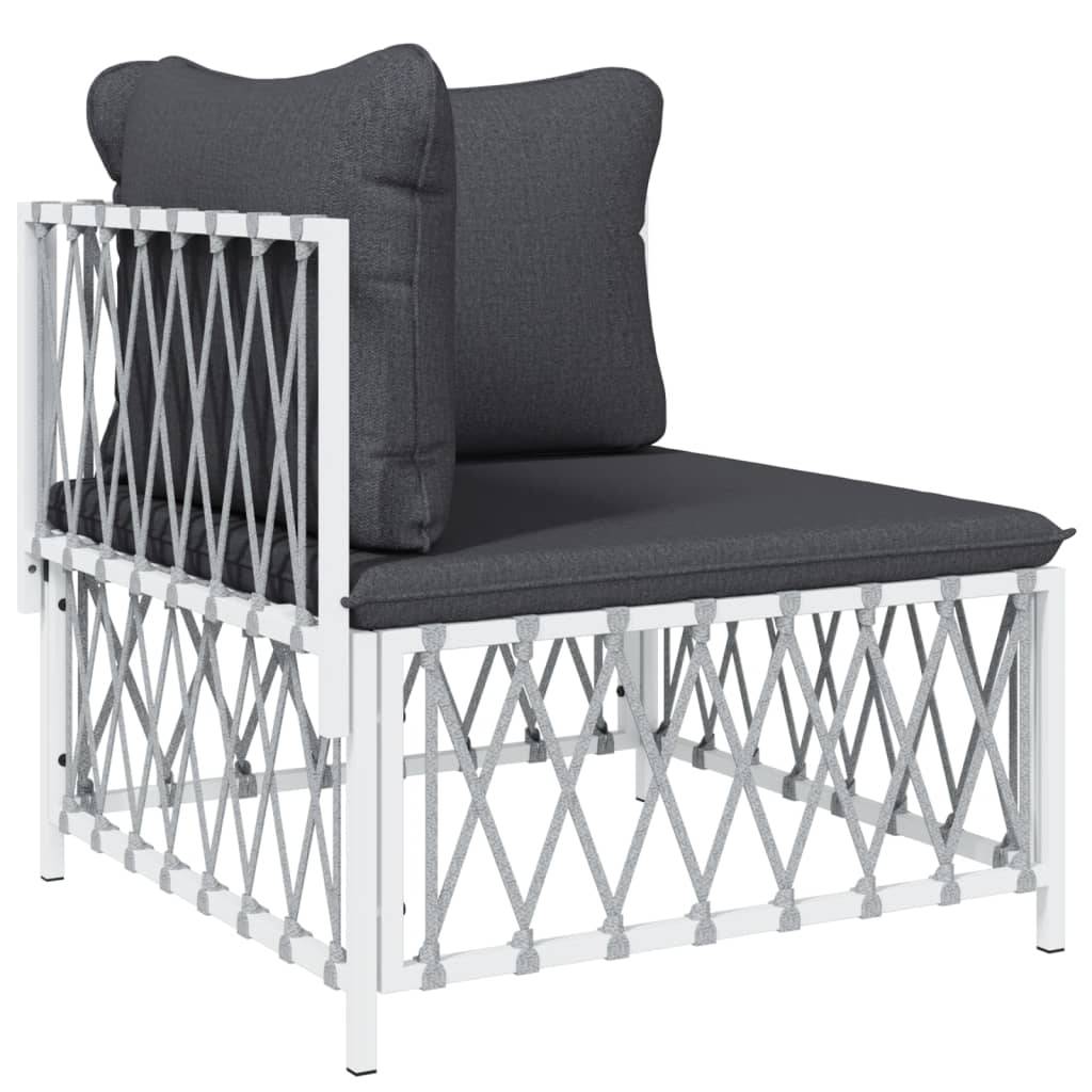 Helloshop26 - Salon de jardin meuble d'extérieur ensemble de mobilier 4 pièces avec coussins blanc acier - Imagen 2