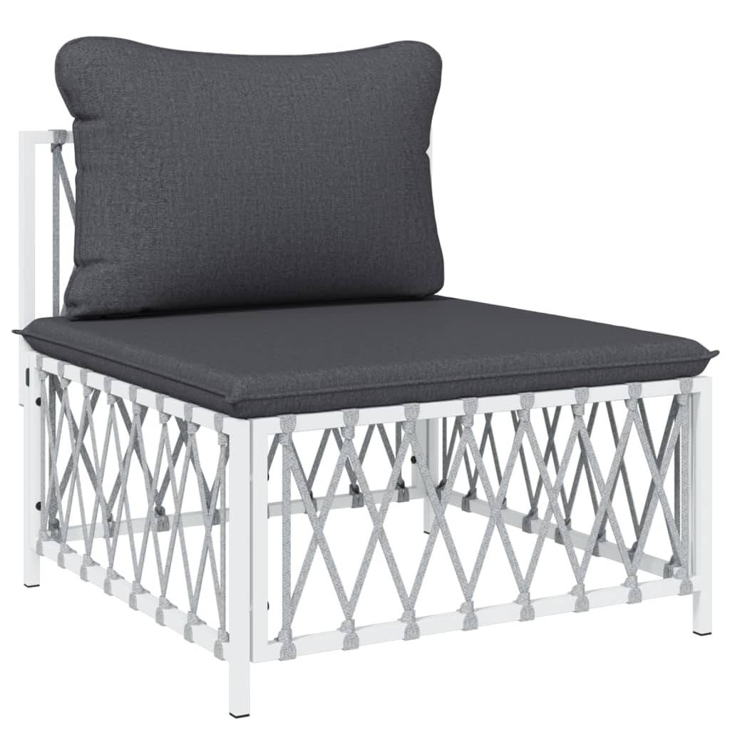 Helloshop26 - Salon de jardin meuble d'extérieur ensemble de mobilier 4 pièces avec coussins blanc acier - Imagen 3