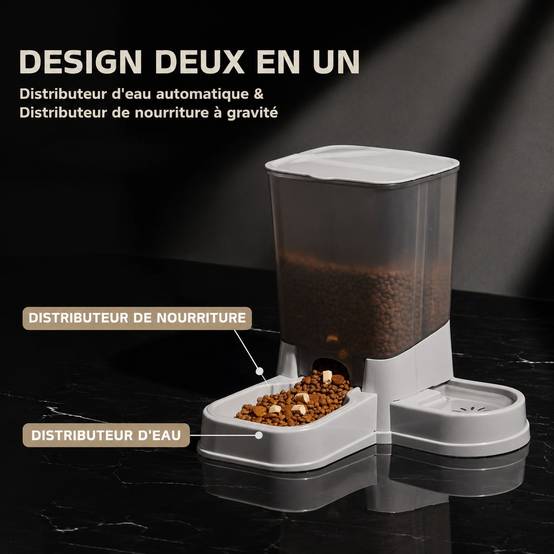 Distributeur Automatique 2 en 1 Nourriture et Eau pour Chat et Petit Chien Filtre Inclus Sans BPA - Image 4